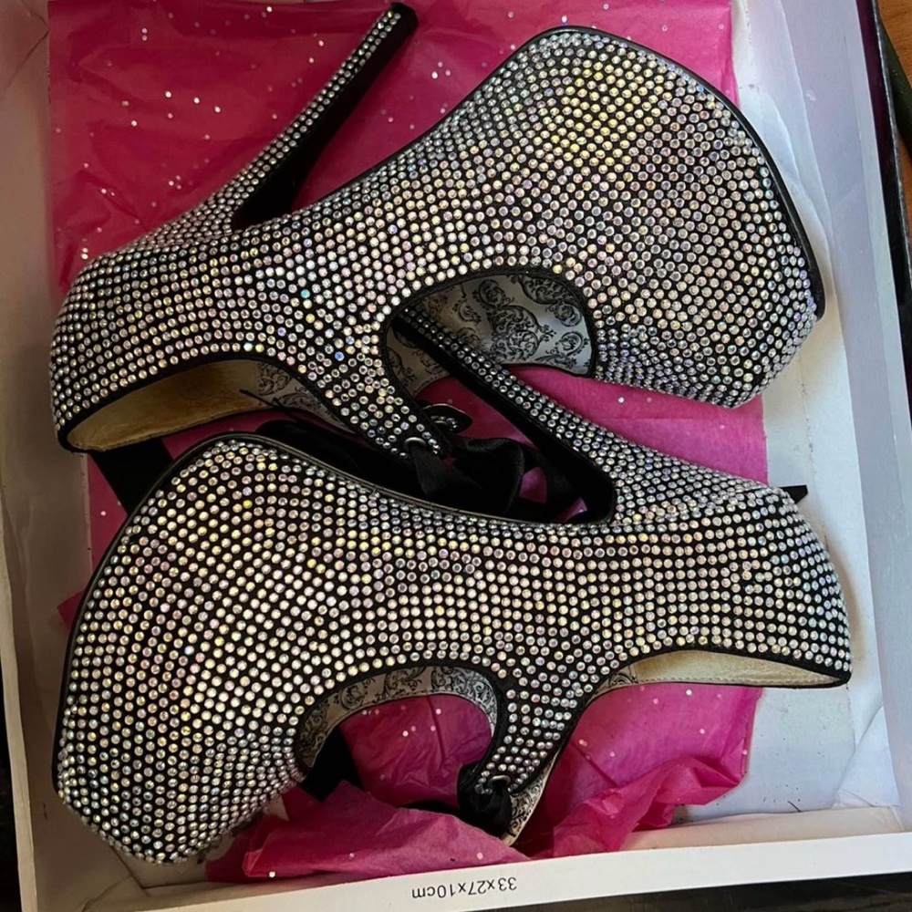 Bordello Silver Sequin Heels